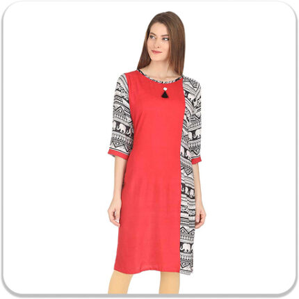 Red-White Printed Kurtis